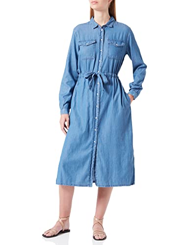 Springfield Damen Hemdkleid Kleid, Mittelblau, 34