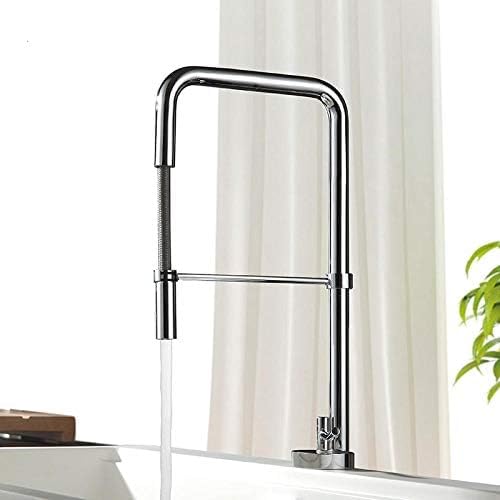 FEAOTY Chrome Pull Out Kitchen Faucet 360 Swivel Kitchen Tap Single Handle Sink Mixer Tap Hot And Cold Water