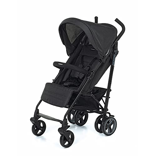 Foppapedretti Hurrà Kompakter Kinderwagen für Kinder ab Geburt bis 3 Jahre (bis 15 kg), leichter Aluminiumrahmen, Black Melange