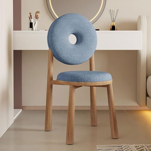 amzwkt Schminktisch Stuhl für Make-up-Raum – Wohnzimmerstuhl Esszimmerstühle Bürostuhl mit Rückenlehne – für Wohnzimmer, Schlafzimmer, Esszimmer (Color : Blue)
