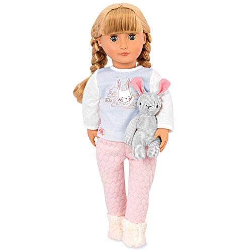 Our Generation – 46 cm Pyjamaparty Puppe – Blonde Haare & Grüne Augen – Plüschhase & Pyjama Outfit – Rollenspiel – Spielzeug für Kinder ab 3 Jahren – Jovie