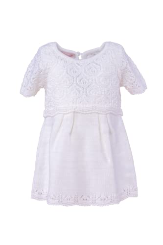 Cocolina4kids Baby Mädchen Strickkleid Kleid Taufkleid Festkleid weiß Blumenmädchen Kleid (6-9 Monate)