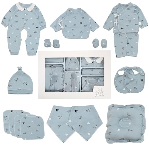 limely© Baby Geschenkset, 100% hochwertige Baumwolle, Erstausstattung für Neugeborene, Babykleidung Geschenkset, Geschenk zur Geburt, Baby Geschenkset neugeborene (Blau)