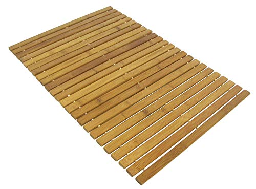 HALAWAKA Faltbare Bambus Holz Bad Matte für Dusche Spa Sauna mit rutschfesten Füßen Indoor Outdoor Verwendung für Küche Schlafzimmer Badezimmer WC Fußmatte Haustier Matte, D, 40 x 60cm