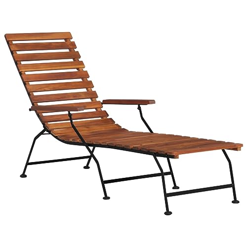 Youuihom Strandstühle Stühle für die Terrasse Stühle für draußen Outdoor Liegestuhl Akazienholz Massiv Geeignet für Terrasse, Bistro, Balkon, Garten, Swimmingpool