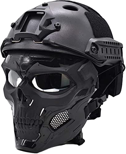 Taktische Maske, Vollgesichtstransparente Augenschutzlinse, Knochenmaske Dual-Mode Wear Design, Schneller Helmanzug, Geeignet für Outdoor-Aktivitäten