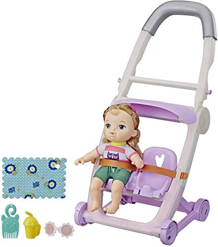 Baby Alive Littles, Push ‘N Kick Stroller, Little Ana, Blonde Hair Doll, Legs Kick, 6 Accessories, Toy for Kids Ages 3 Years Old & Up
