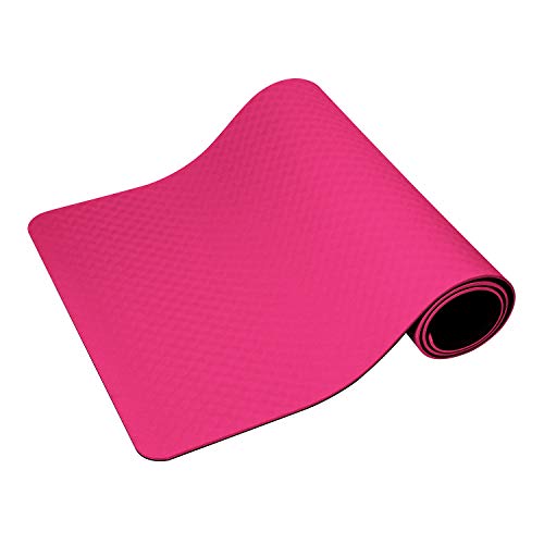 DCCD Yogamatte Phthalatfrei - Gymnastikmatte, rutschfest aus TPE, Fitnessmatte Übungsmatte Sportmatte für Yoga (hellpink/schwarz)