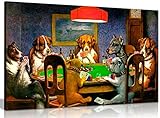 Drucken auf Leinwand Poker Hunde Spielkarten cm Coolidge Drucke Poster Wandkunst Bild Moderne Wohnkultur Leinwand Gemälde 70x100cm (27,6x39,4 Zoll) Kein Rahmen