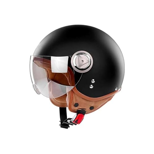 BOSEMAN Erwachsenen Harley Motorradhelm Scooter-Helm, Mode Halboffener Helm Mit Schutzbrille, Hat Den Verkehrssicherheitstest Bestanden, Um Die Kopfsicherheit Wirksam Zu Schützen(schwarz)