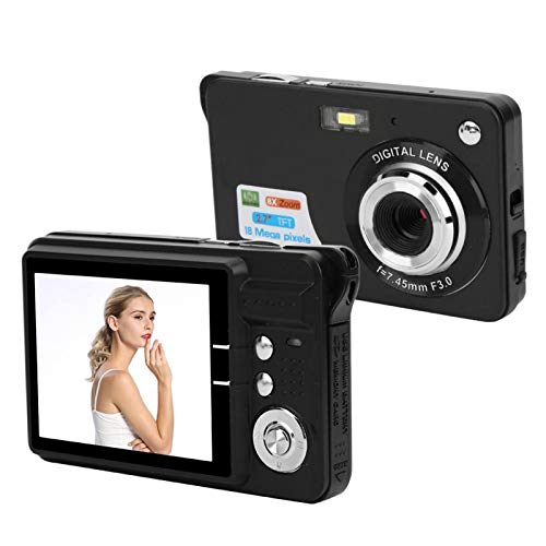 Karten-Digitalkamera, 2,7" LCD Wiederaufladbare Full HD Vlogging-Kamera, Eingebautes Mikrofon, Tragbare Mini-Point-and-Shoot-Videokamera für Kinder Erwachsene Studenten(schwarz)