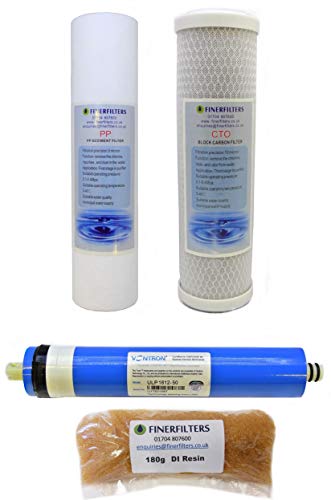 FINERFILTERS Umkehrosmose-Ersatzwasserfilter für Aquarien, 4-stufig, mit 50 GPD Membran