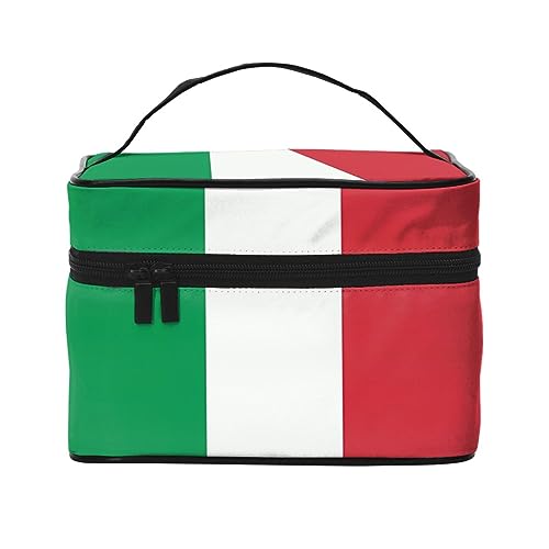 Italien-Flagge, stilvoll und praktisch, eine unverzichtbare Reise-Kosmetiktasche mit extra großen Fächern und Reißverschluss, wasserdicht, Schwarz , Einheitsgröße