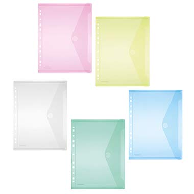 FolderSys Sichttasche A4, Klappe, Lochrand, transparent farbig Sortiert PG/30Stück