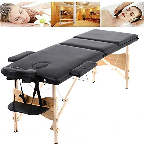 Mobile Massageliegen Massagetisch Massagebett Massageliege Holzfüße 3 Zonen Kosmetikliege Behandlungsliege Tragbar Klappbar höhenverstellbare Leicht mit Tragetasche Einfache Installation