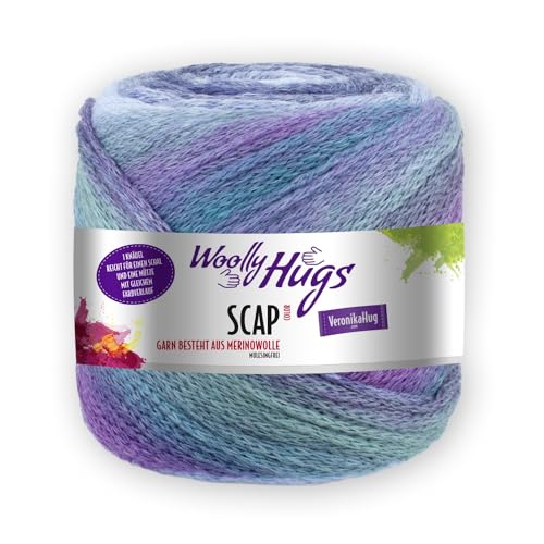 Woolly Hugs Scap Farbe 386, Merinowolle mulesingfrei mit Farbverlauf, 1 Knäuel = 1 Schal + 1 Mütze, 220g, 480m