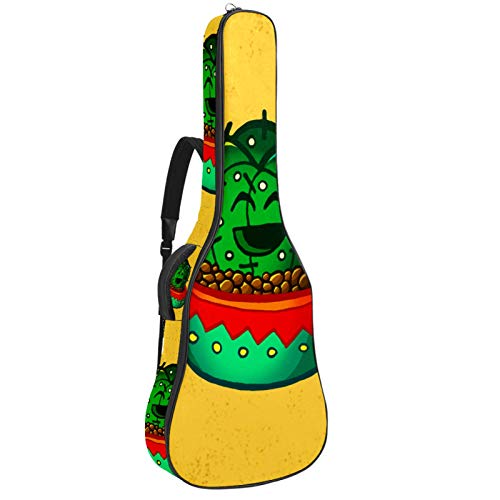 Gitarren-Gigbag, wasserdicht, Reißverschluss, weich, für Bassgitarre, Akustik- und klassische Folk-Gitarre, Kaktus, Mexiko, Gelb