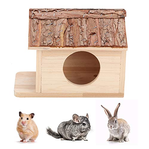 Pssopp Hamster House Kleine Holztiere Versteck Safe Großes Hamsternest Kleines Haustier Schlafhütte für Chinchilla Rat Gerbil Hamster Eichhörnchen