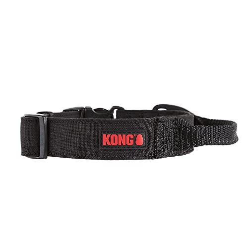 KONG Ultra strapazierfähiges, gepolstertes Hundehalsband mit Komfortgriff, Größe XL, Schwarz