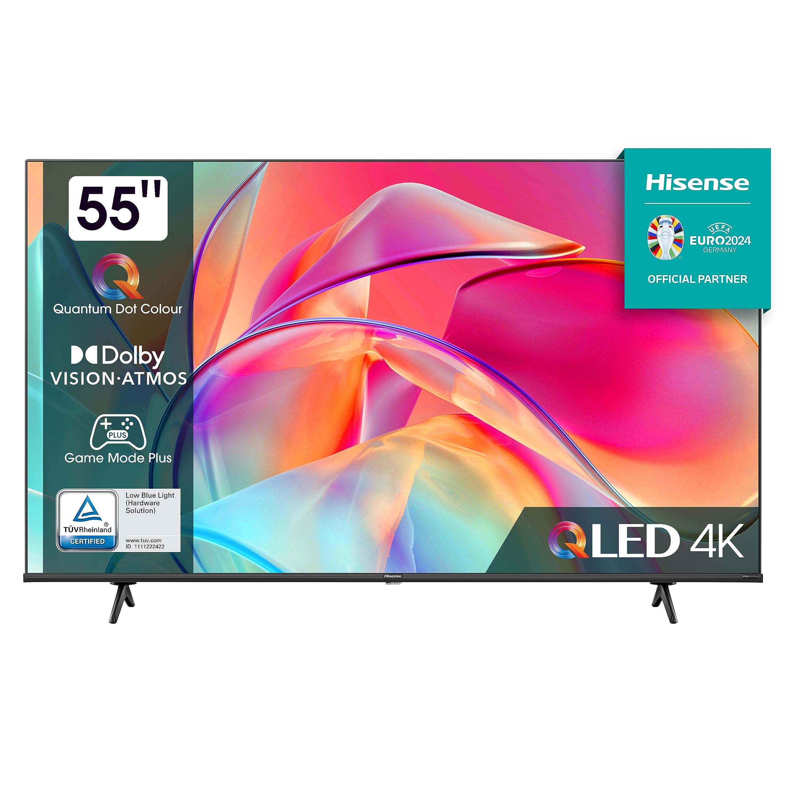 Hisense 55E7KQ QLED Smart TV 139 cm (55 Zoll), 4K, HDR10, HDR10+ decoding, HLG, Dolby Vision, DTS Virtual, 60Hz Panel, Bluetooth, Alexa Built-in, VIDAA Voice, schwarz