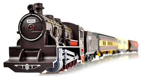 Railcar Series - Interaktive elektrische XXL Eisenbahn FENFA - Vintage (14 Teile) - Skala 1:87 - Realistische Sound- und Lichteffekte - Lokomotive Dampflok Lok Zug Batteriebetrieb
