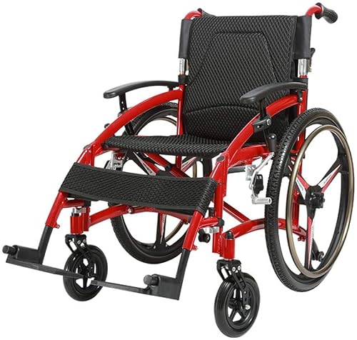 BOCbco Leichter zusammenklappbarer Rollstuhl - Ultraleichter Rollstuhl mit zurückklappbaren Schreibtischarmen und hochklappbaren Beinstützen für zusätzlichen Komfort