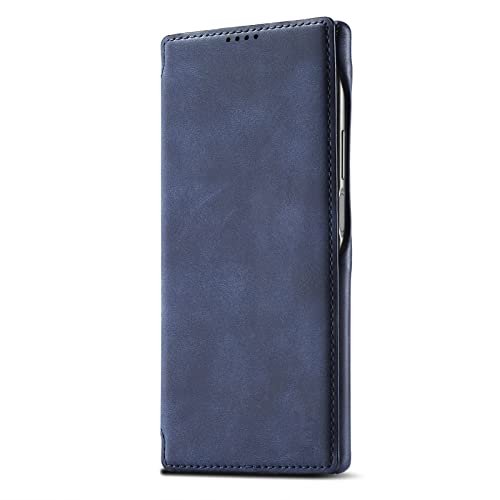LTLJX Lederhülle für Samsung Galaxy S22/S22 Plus/S22 Ultra, Brieftaschen-Klapphülle mit Magnetverschluss, Kartenhalter, Handy-Ständer, vollständiger Schutz, stoßfest, Blau, S22 15,5 cm (6,1 Zoll)