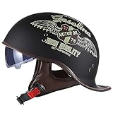 ACLFF Halbschalenhelm Schwalbenschwanz-Design Motorrad-Helm, Helm Roller mit Visier Einstellbar Schnellverschluss-Gurt, für Cruiser Chopper Biker Moped DOT/ECE-Zulassung