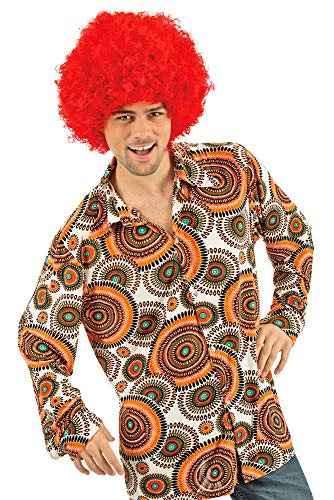 Das Kostümland Disco Hemd Circle im Retro Look für Herren - Orange - Gr. M