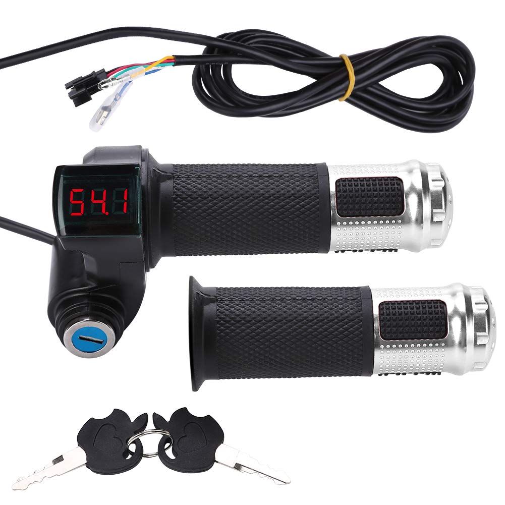 VGEBY Elektrofahrrad Gasgriff, Elektro-Scooter Batteriespannung mit LED-Anzeige und Power Key Locker Accelerator (Farbe : Sliber)
