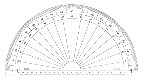 MINERVA Halbkreis Winkelmesser, Grad 180°, 30 cm, transparent