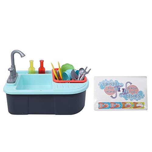 Simulation Waschbecken Spielzeug Simulation Küchenspüle Spielset mit echten funktionierenden Wasserhahn Rollenspiele Drainer Set Geschenk für Kinder Jungen Mädchen