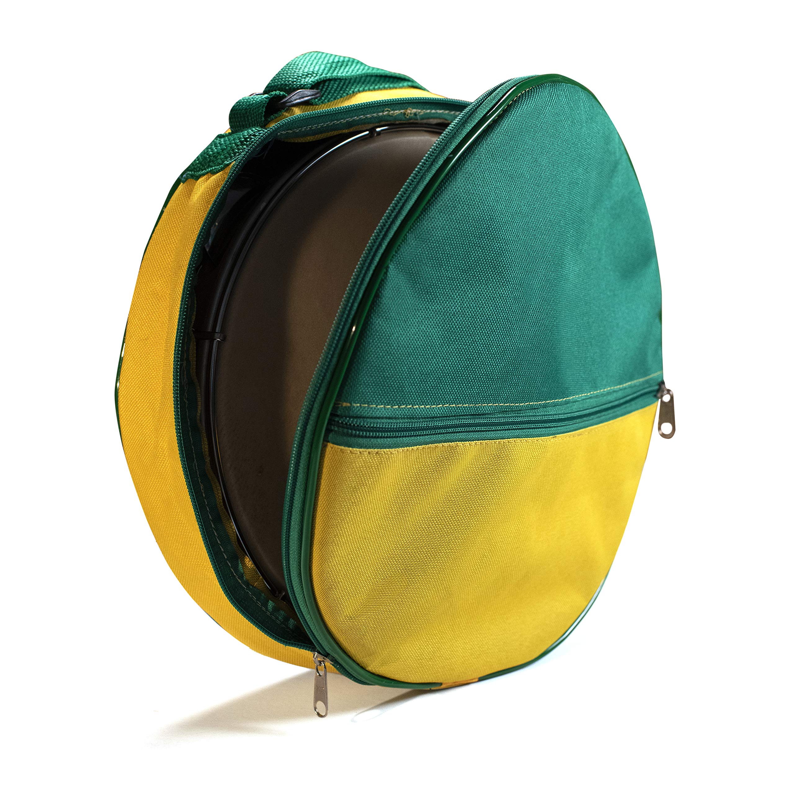 Robuste Tasche für Pandeiro Drum Tamburin Samba Brasil Musikinstrumente 25,4 cm – Grün/Gelb