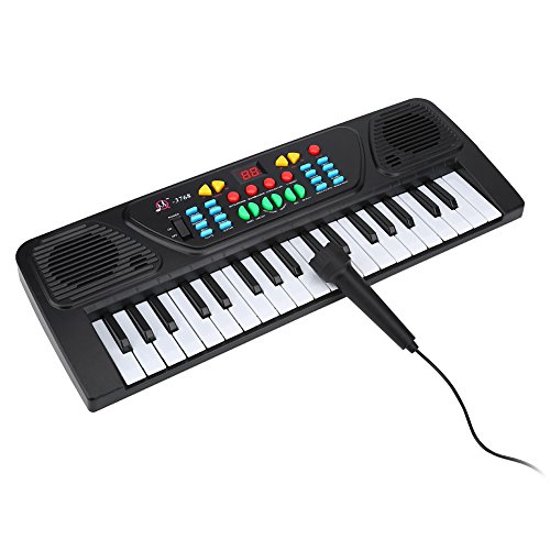 Kinder Klavier, Keyboard Kinder Elektronisches Mini Keyboard Tastatur Piano mit Rhythmen Musikklavier Spielzeug mit 37 Tasten Klavier Tastatur und Mini Mikrofon für Jungen Anfänger Mädchen Kinder