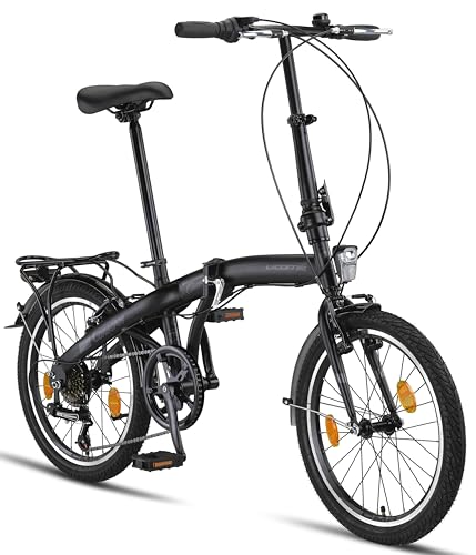 Licorne Bike CONSERES Premium Klapprad 20 Zoll Fahrrad für Herren Damen 6 Gang Schaltung Schwarz