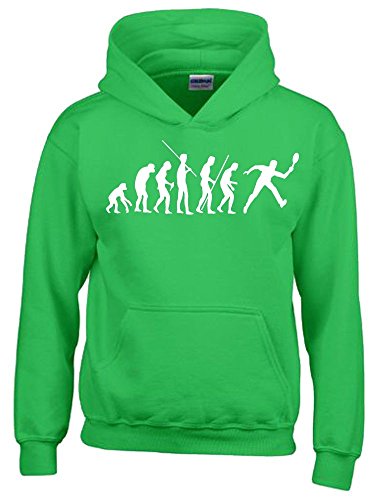 Coole-Fun-T-Shirts Tennis Evolution Kinder Sweatshirt mit Kapuze Hoodie Green-Weiss, Gr.128cm