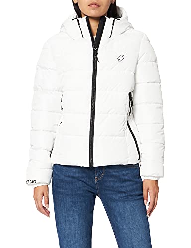 Superdry Womens Hooded Spirit Sports Puffer Jacket, Optic, L