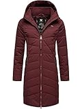 Ragwear Damen Wintermantel Warmer Steppmantel lang mit Kapuze Dizzie Coat Wine Red022 Gr. L