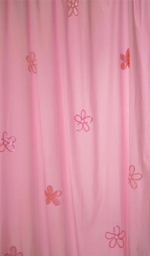 TAFTAN G-061 Beads Blume Vorhang mit Schlaufen, 145 x 280 cm, rosa