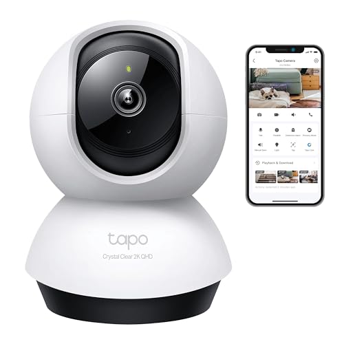 Tapo TP-Link C220 360°-WLAN-Überwachungskamera für den Innenbereich, 2K 4MP, IR Nachtsicht, Bewegungserkennung, Zwei-Wege-Audio, kompatibel mit Alexa und Google Assistant, für Babys/Haustiere