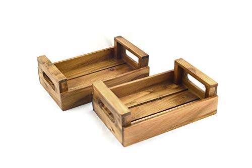 Hostelnovo - Set aus 2 Brotkästen aus natürlichem Holz im Antik-Look, hergestellt in Spanien - 20,5 x 13 x 6,5 cm - 2 Stück