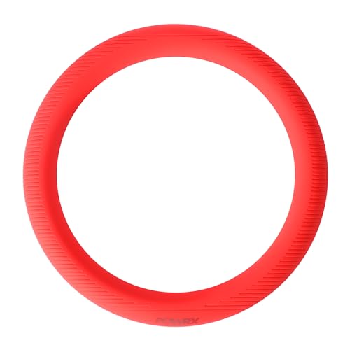 POWRX Power Ring Kettlebell Gymnastikringe Silikon-Stahl, Perfekt für Gewichtstraining, Verschiedene Griffe und Funktionen, Einfache Lagerung und Reisemöglichkeit - 32,9x3,7x32,9 cm - Rot