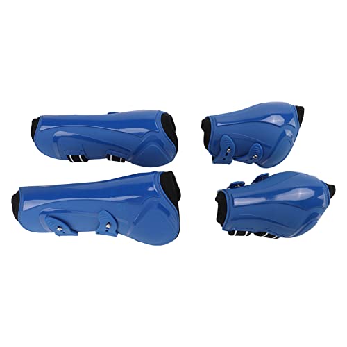 Pferdebeinschoner, Kissendämpfung, elastische PU-Pferdestiefel für Reitausrüstung(Blaues 4er-Set, m)