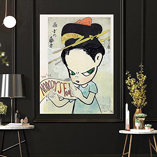 Yoshitomo Nara Poster "Nobody's Fool" Cartoons Mädchen Kunstdrucke Nettes kleines Mädchen Anime Pop Gemälde Poster Moderne Wanddekoration Anime Bild Schlafzimmer Wanddekoration I29172