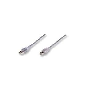 Intellinet Manhattan - USB-Kabel - USB Typ A, 4-polig (M) - USB Typ B, 4-polig (M) - 1.8 m (USB / Hi-Speed USB) - Transparent Silver (333405)