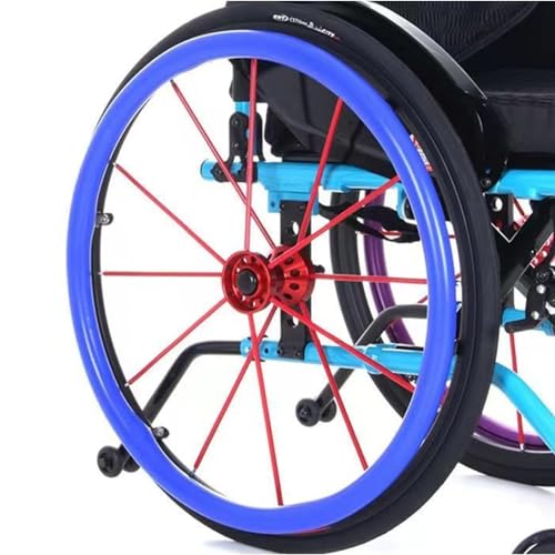 Rollstuhl-Greifreifenabdeckungen, rutschfeste Silikon-Rollstuhl-Greifreifenabdeckung, Hinterrad-Ringschutzabdeckung for verbesserten Halt und Traktion, Rollstuhlzubehör (Color : Blue, Size : 22in)