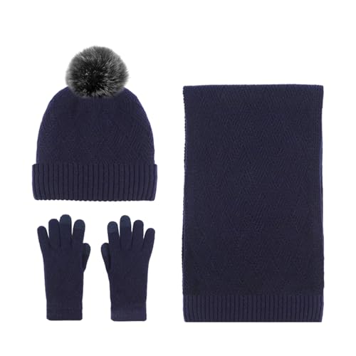 Winter Warm Knitted Sets, Hat And Gloves For Women, Winter Hat Scarf Gloves Set, Soft Fleece Warm Knit Hat With Pom, Scarf Gloves For Skating, Travel, Sledding, Camping
