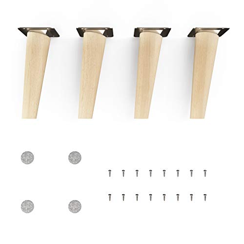 sossai® Holz-Möbelfüsse - Clif | Natur (unbehandelt) | Höhe: 15 cm | HMF2 |rund, konisch (schräge Ausführung) | Material: Massivholz (Buche) | für Stühle, Tische, Schränke etc.