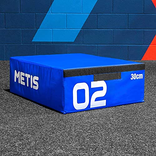 METIS Plyo Box Set | Stapelbare Plyo Boxen - Heimtraining & im Fitnessstudio | Hochwertige Soft Foam Jump Box | 15cm/30cm/45cm/60cm/Set von 4 (Blau (30 cm))