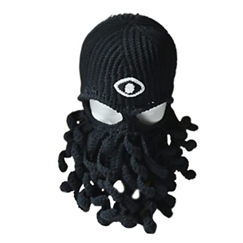 Wilgure Halloween-Sturmhaube, Oktopus-Maske, Strickmütze, Oktopus-Mütze, lustige Sturmhaube, Partyhut, Oktopus-Mütze